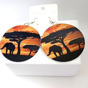 3 for $18 NWT Real Wood African Pierced Earrings 1 1/2 Inches